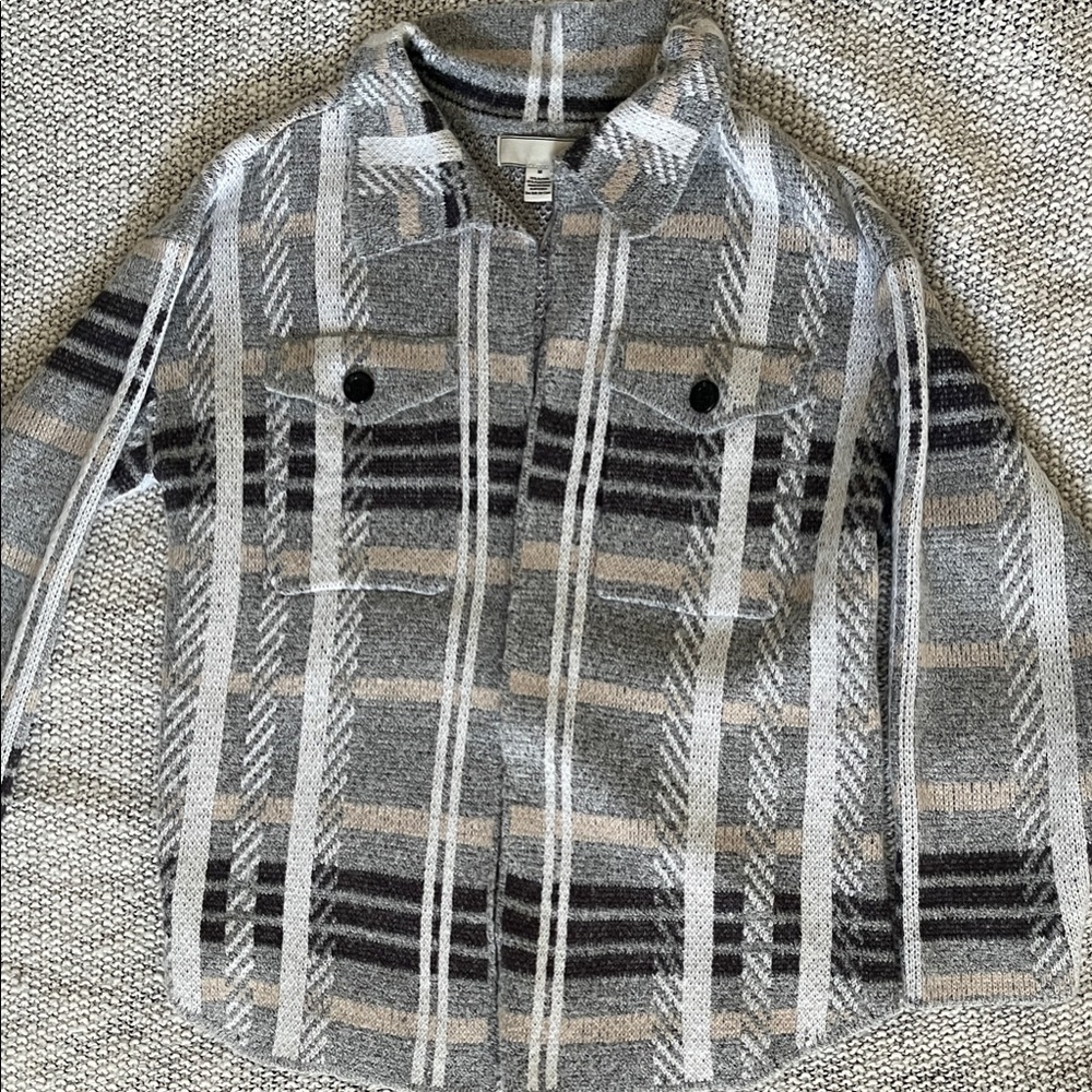 Stylish Gray Plaid Women's Jacket